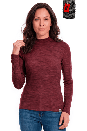 Women's Merino Wool Turtleneck 250 Cabernet