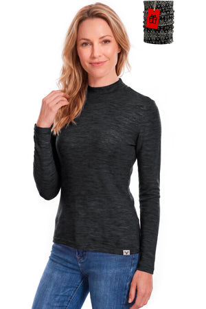 Women's Merino Wool Turtleneck 165 Charcoal Marle