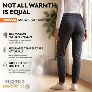 Women's merino joggers Charcoal Marle details