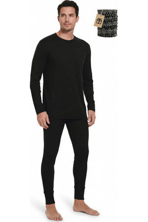 MERINNOVATION Men's Merino Wool Base Layer Set 165 Black