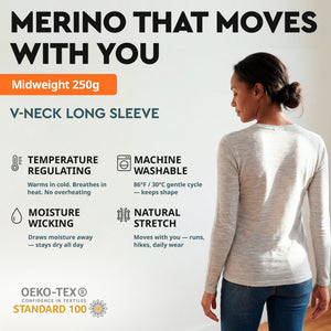 Women's merino V-neck features - Old Collection