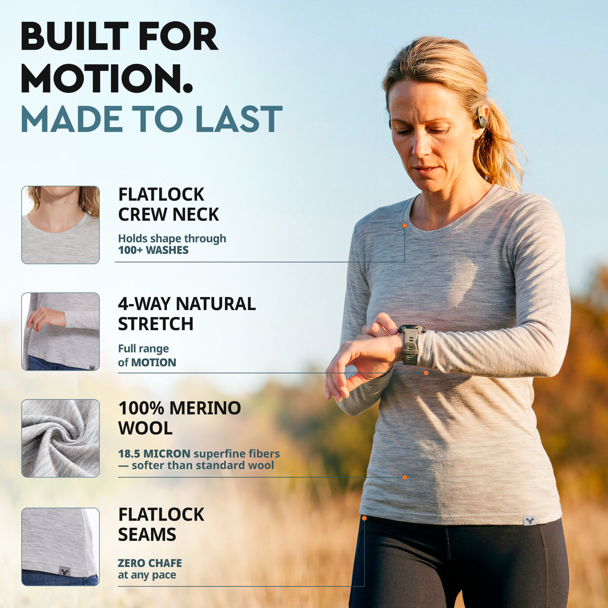 Women's merino crew details - Old Collection