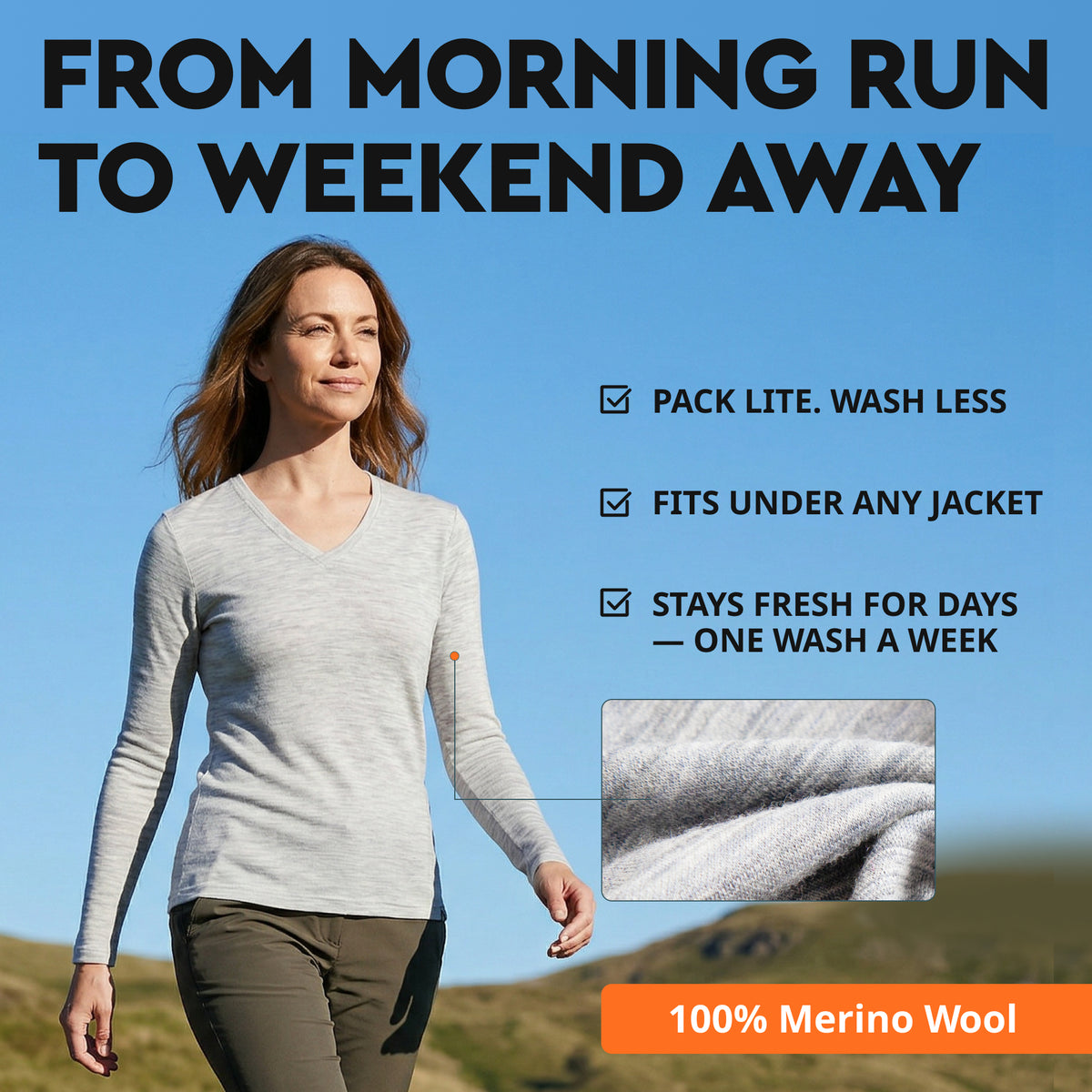Women's merino V-neck lifestyle - Old Collection