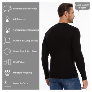 Men's merino V-neck Black - Old Collection
