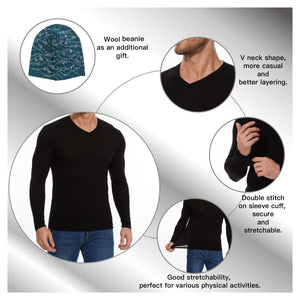 Men's merino V-neck features - Old Collection