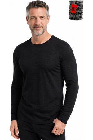 Men's Merino Wool Long Sleeve Crew Neck 250 Black