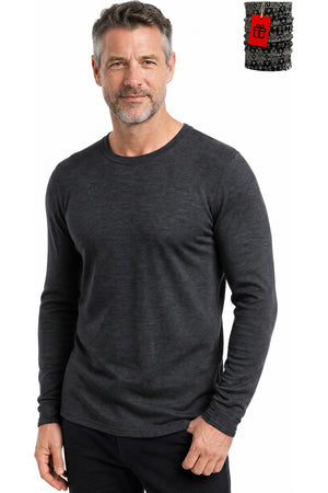 Men's Merino Wool Long Sleeve Crew Neck 250 Charcoal