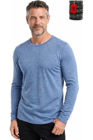 Men's Merino Wool Long Sleeve Crew Neck 250 Deep Blue