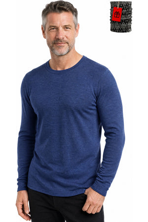 Men's Merino Wool Long Sleeve Crew Neck 250 Indigo Blue