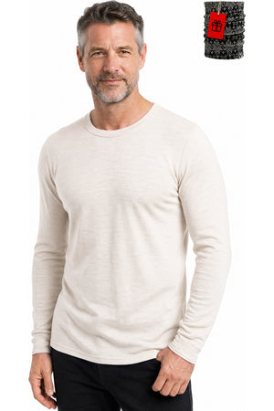 Men's Merino Wool Long Sleeve Crew Neck 250 Natural White