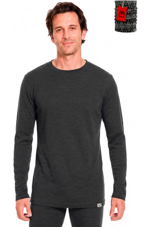 Men's Merino Wool Long Sleeve Crew Neck 165 Charcoal