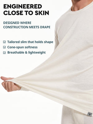 Men's merino long sleeve crew close to skin