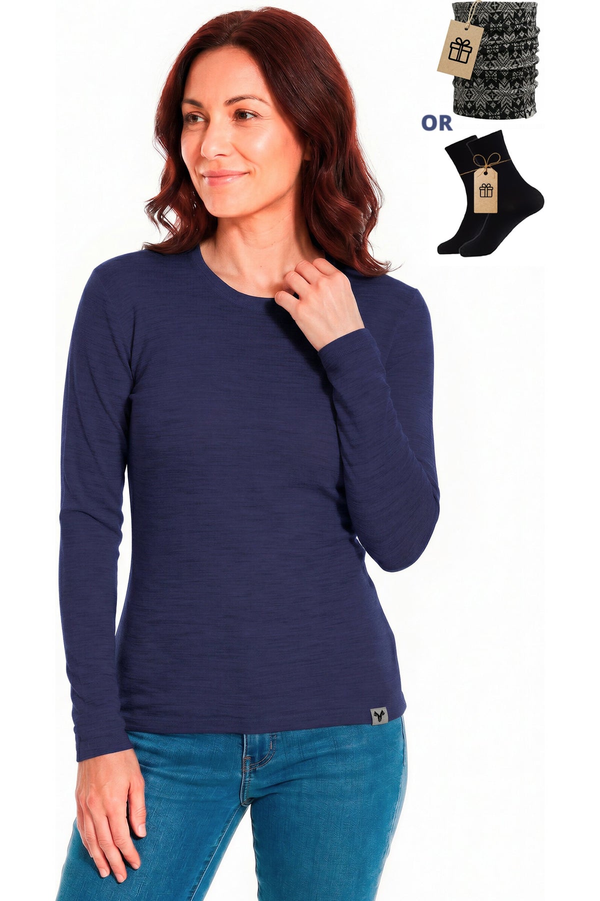 Old Collection Women's Merino Wool Crew Neck 165 Navy
