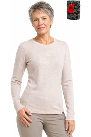 Women's Merino Wool Long Sleeve Crew Neck 250 Natural White