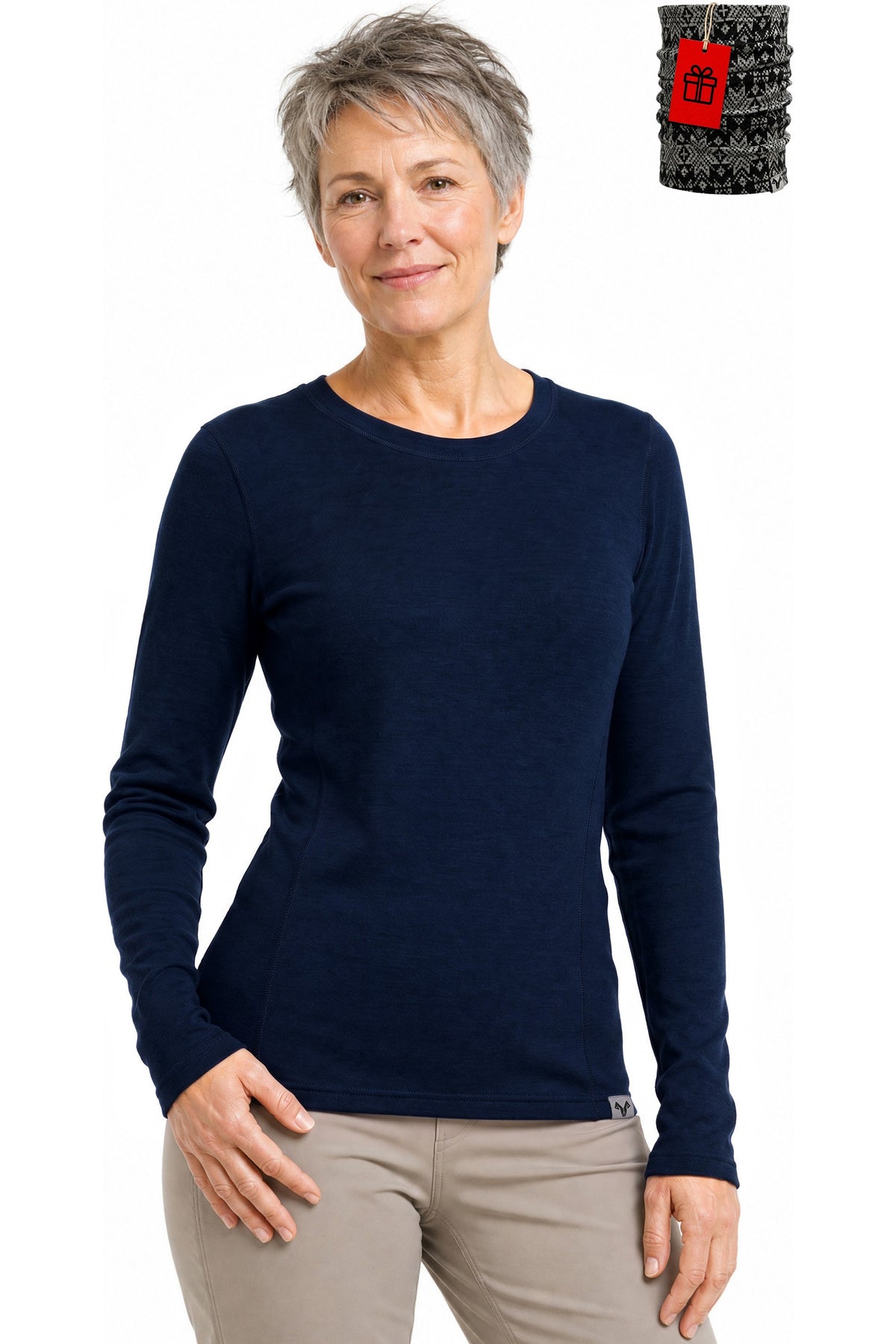 Women's Merino Wool Long Sleeve Crew Neck 250 Navy