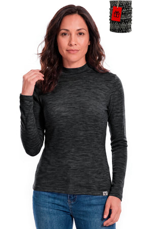 Women's Merino Wool Turtleneck 250 Charcoal Marle