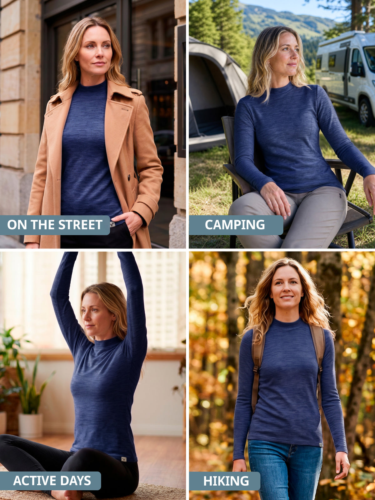 Women's merino turtleneck construction details