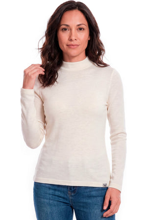 Women's Merino Wool Turtleneck 250 Natural White