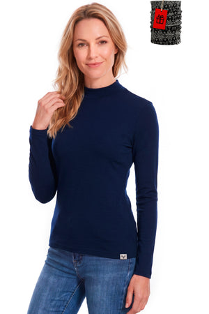 Women's Merino Wool Turtleneck 165 Navy