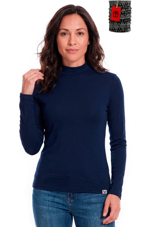 Women's Merino Wool Turtleneck 250 Navy
