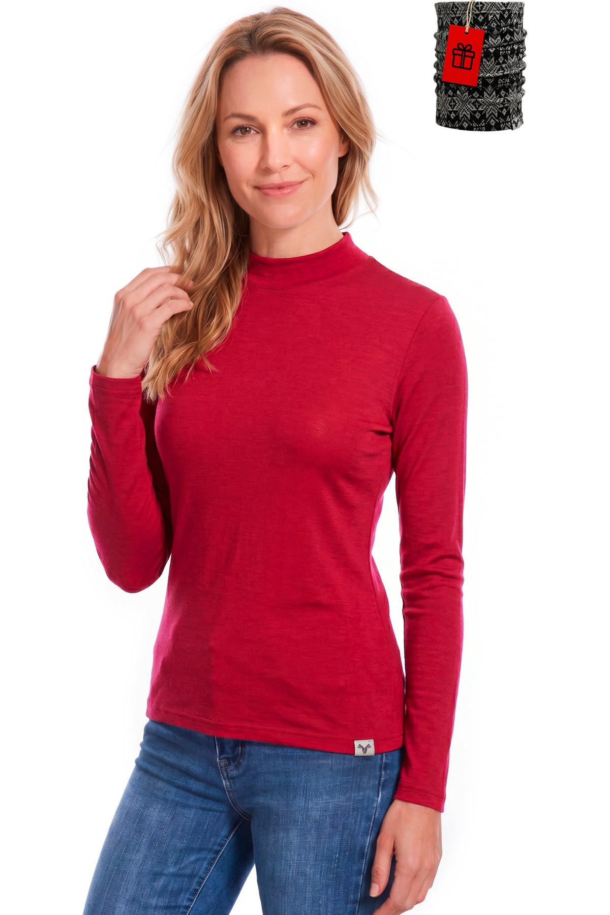 Women's Merino Wool Turtleneck 165 Viva Magenta