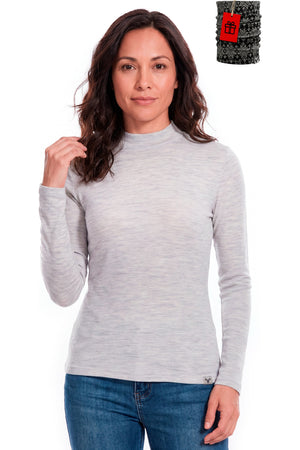 Women's Merino Wool Turtleneck 250 Grey Marl