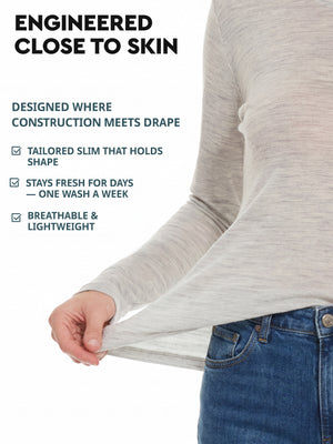 Women's merino V-neck close to skin