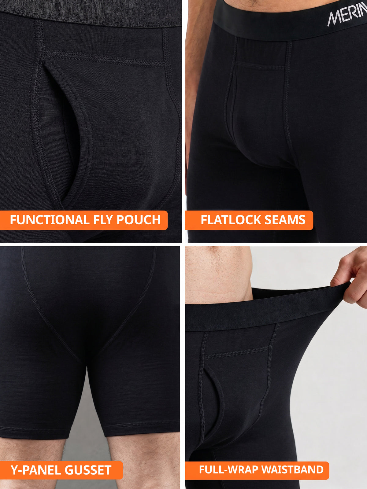 Men's merino boxer briefs Black details