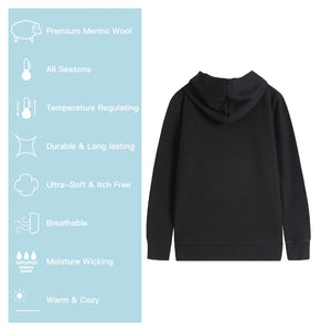 Kids merino cotton hoodie features - Old Collection