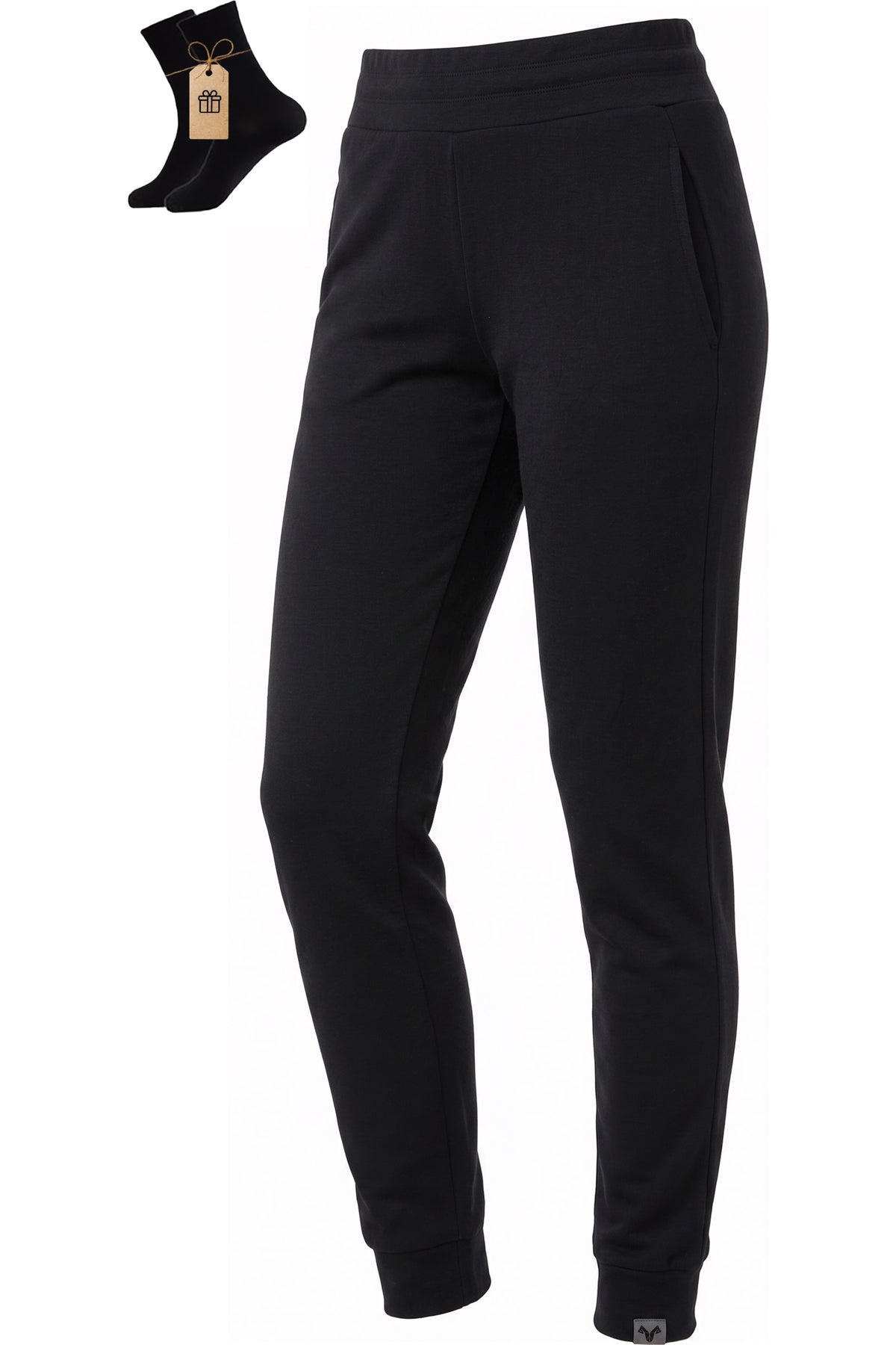 MERINNOVATION Women's Merino Wool Joggers Black with bonus merino socks