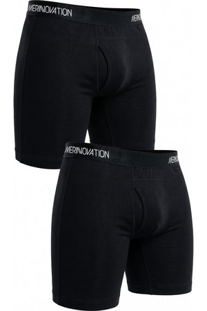 MERINNOVATION Men's Merino Wool Boxer Briefs 2-Pack Black