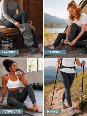 Women's merino leggings Charcoal Marle details