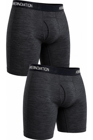 MERINNOVATION Men's Merino Wool Boxer Briefs 2-Pack Charcoal Marle