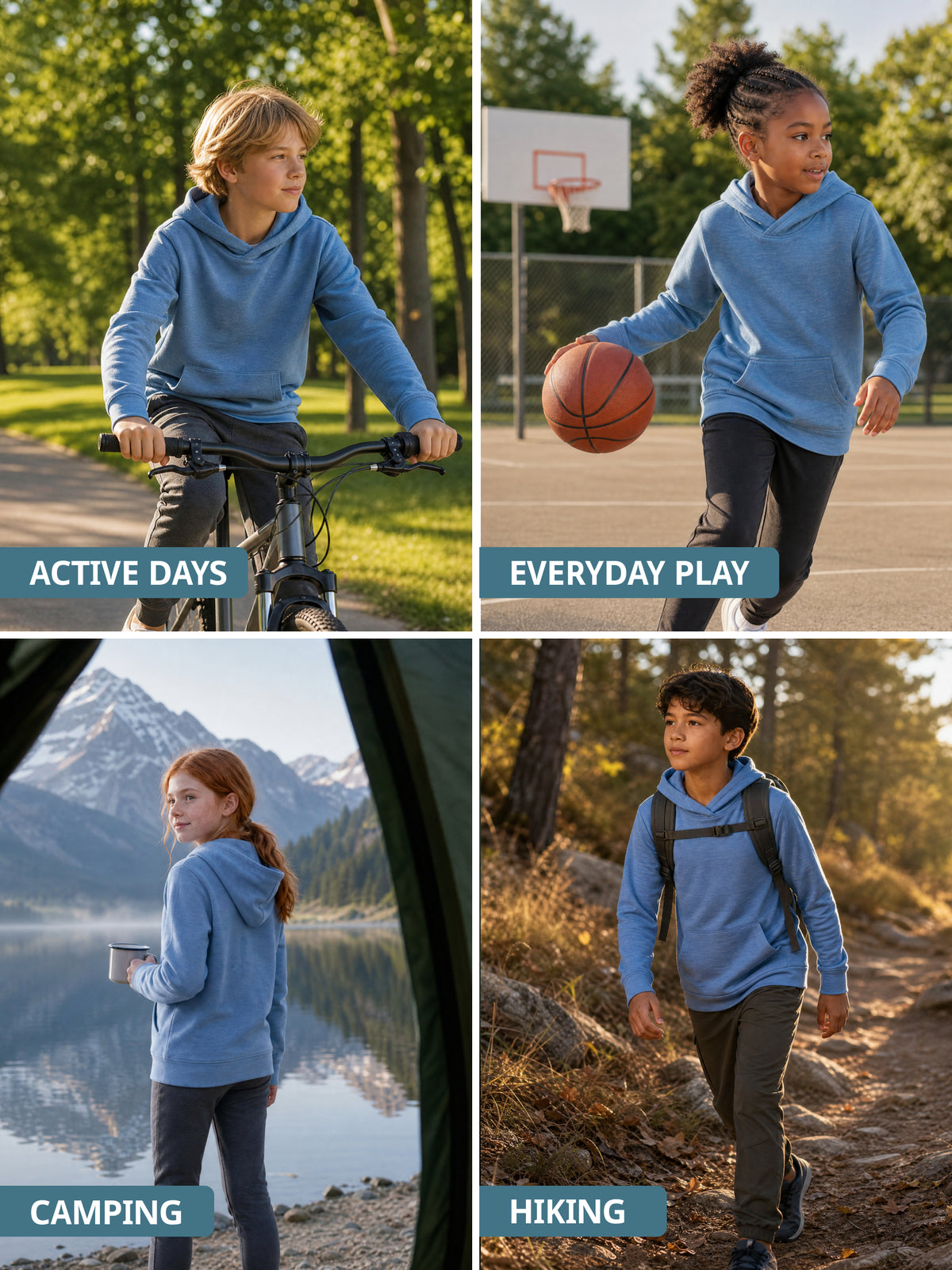 Kids merino hoodie Coronet Blue