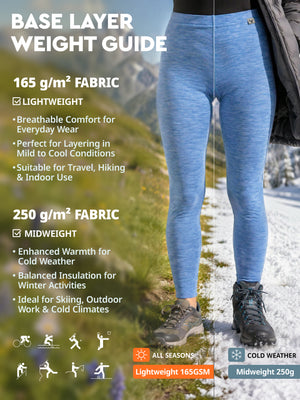 Women's merino leggings Deep Blue details