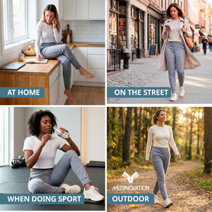 Women's merino joggers Grey Marle details