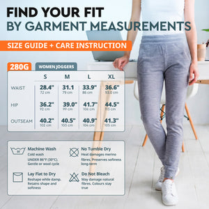 Size guide and care instructions - Women Joggers 280G