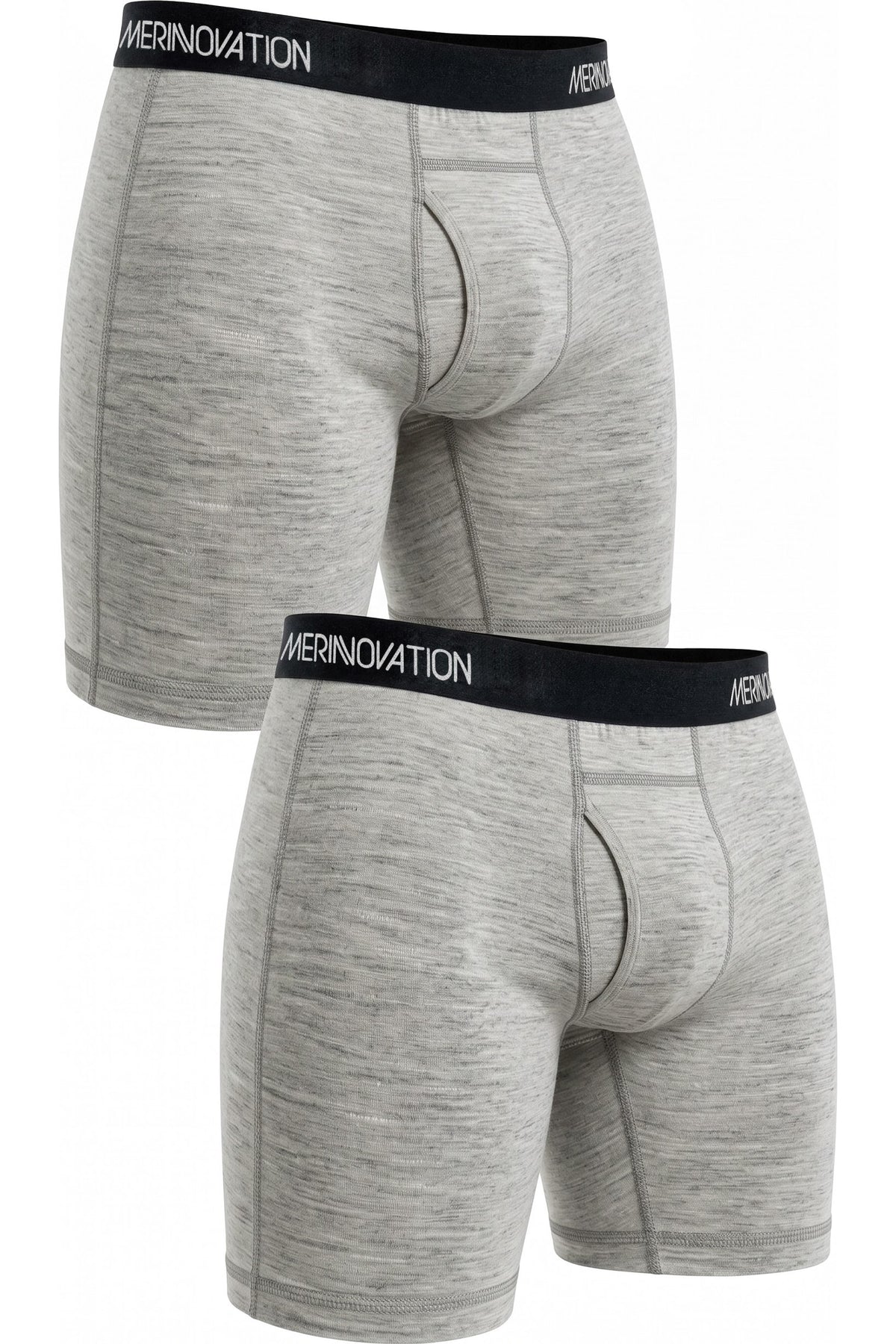 MERINNOVATION Men's Merino Wool Boxer Briefs 2-Pack Grey Marl