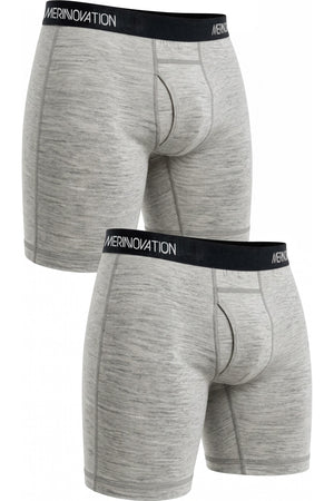 MERINNOVATION Men's Merino Wool Boxer Briefs 2-Pack Grey Marl