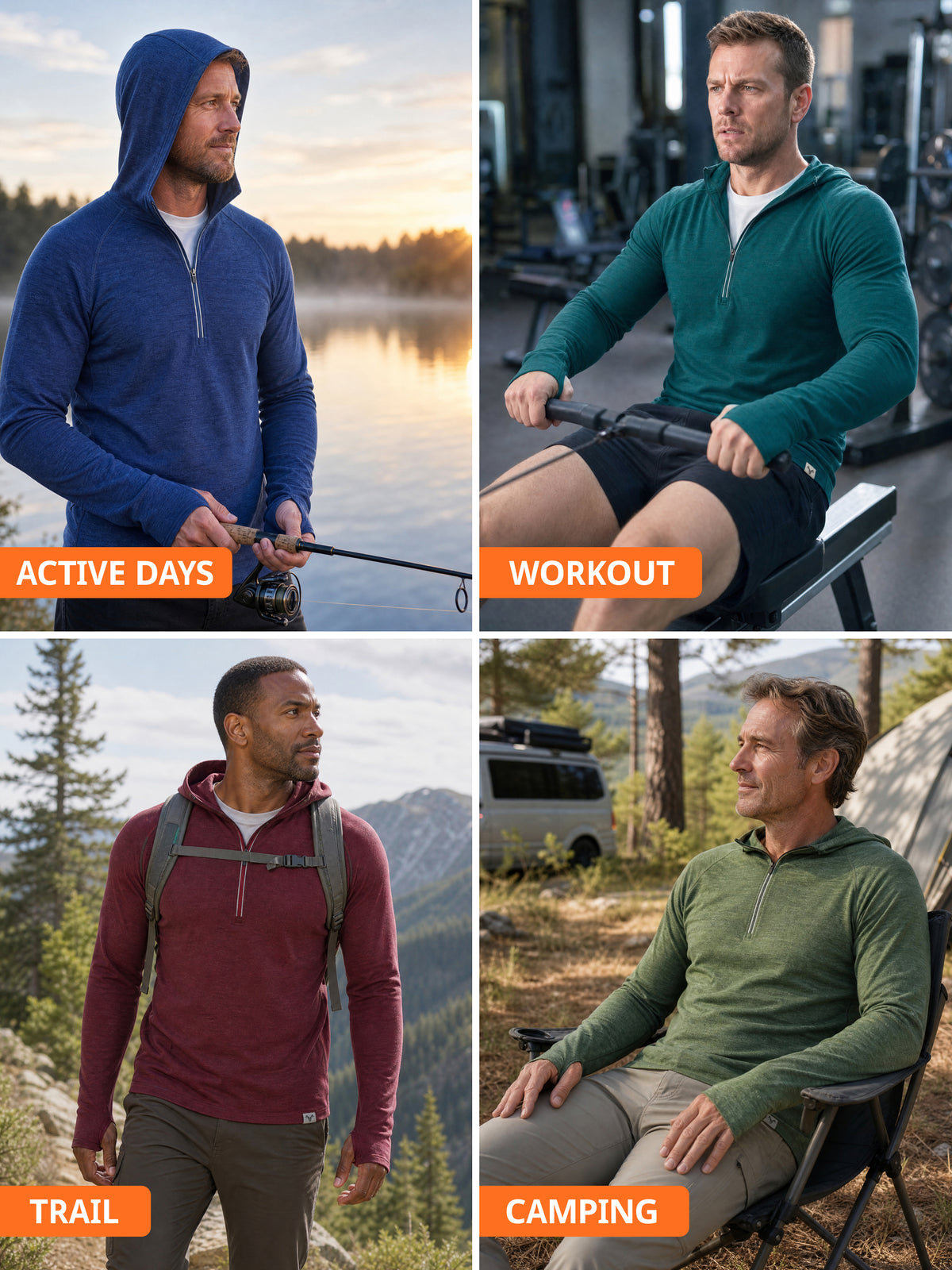 Men's merino hoodie Indigo Blue details