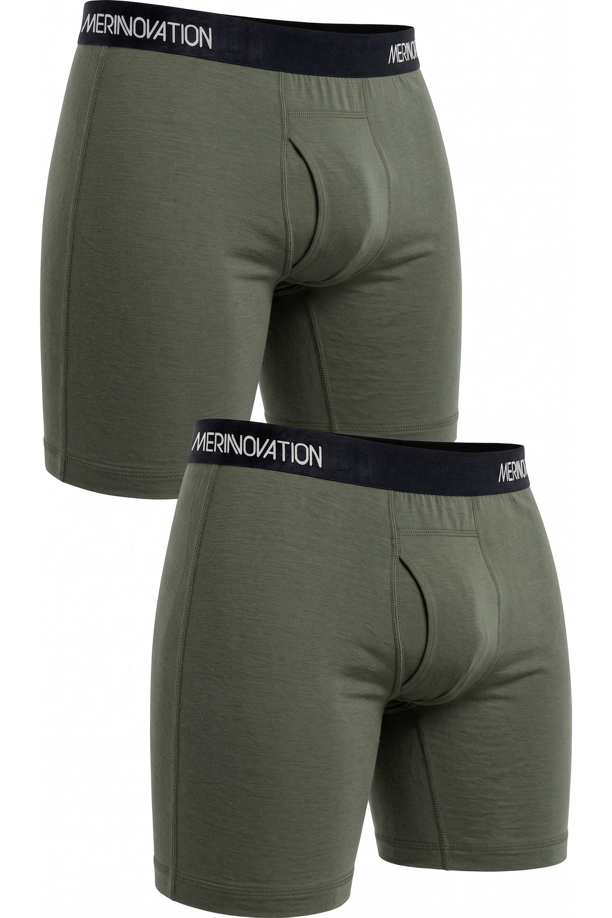 MERINNOVATION Men's Merino Wool Boxer Briefs 2-Pack Leaf Green
