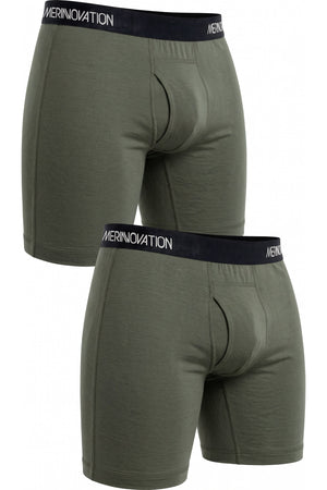MERINNOVATION Men's Merino Wool Boxer Briefs 2-Pack Leaf Green