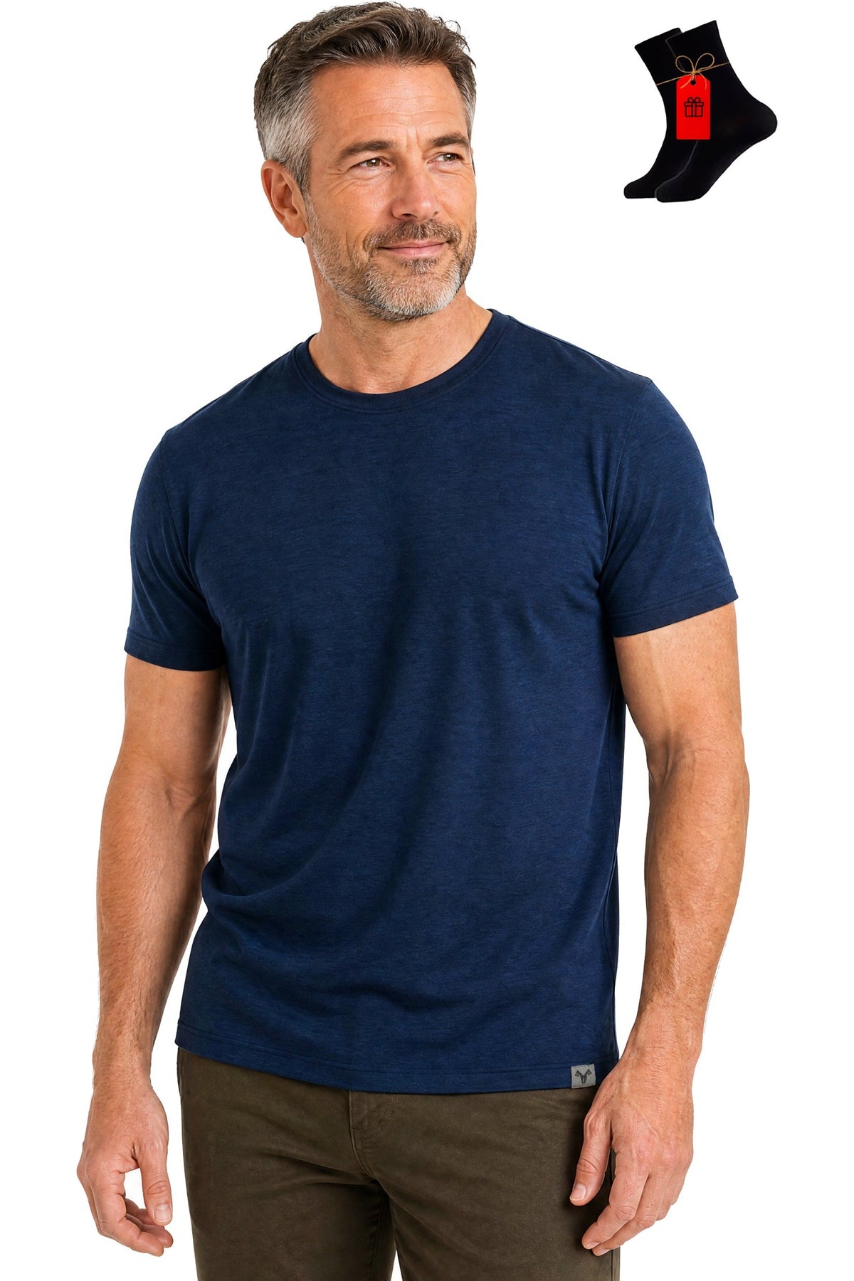MERINNOVATION Men's Merino Wool Crew Neck T-Shirt - Navy