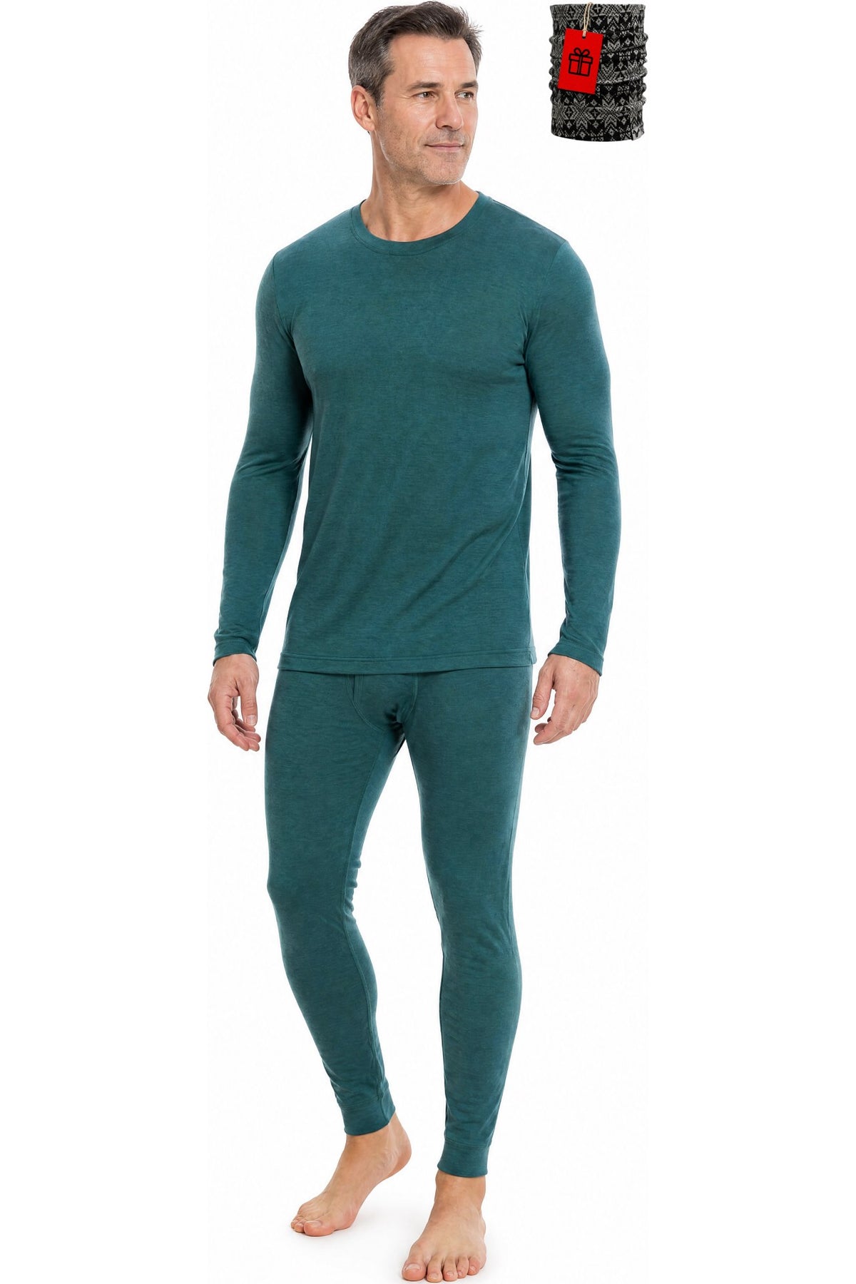 MERINNOVATION Men's Merino Wool Base Layer Set 165 Bayberry Green