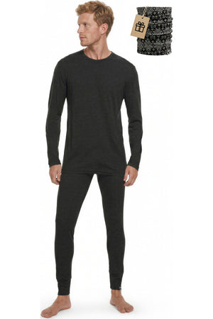 MERINNOVATION Men's Merino Wool Base Layer Set 165 Charcoal