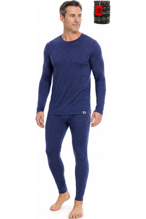 MERINNOVATION Men's Merino Wool Base Layer Set 165 Indigo Blue