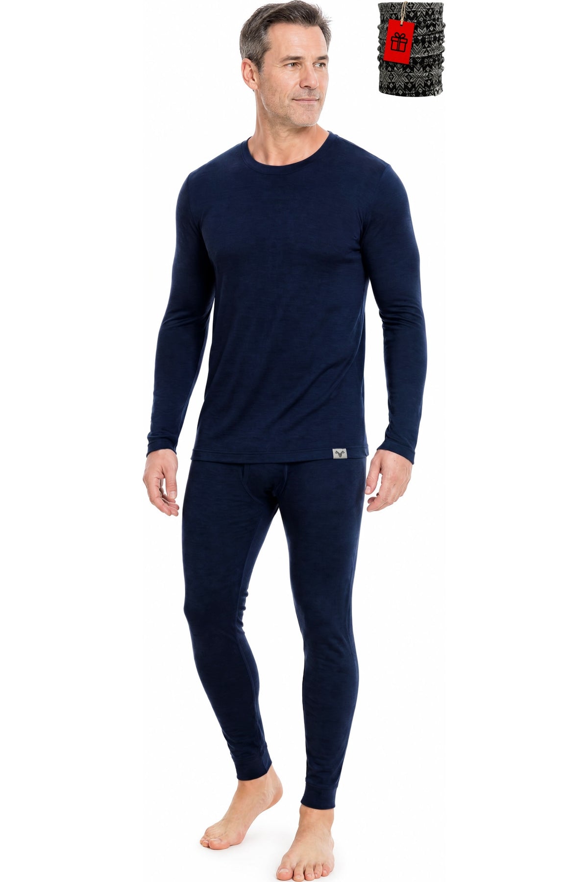 MERINNOVATION Men's Merino Wool Base Layer Set 165 Navy