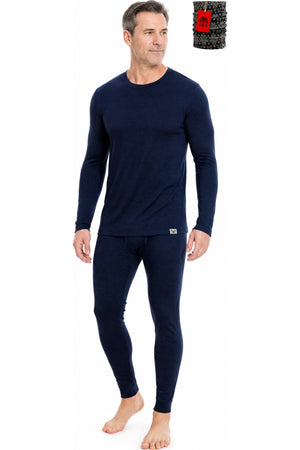 MERINNOVATION Men's Merino Wool Base Layer Set 165 Navy