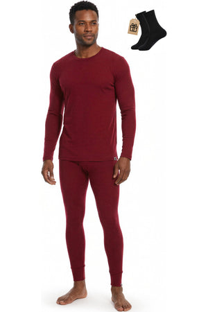 MERINNOVATION Men's Merino Wool Base Layer Set 165 Rhubarb Red