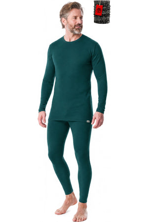 MERINNOVATION Men's Merino Wool Base Layer Set 250 Bayberry Green
